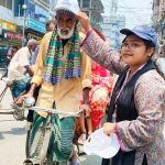শ্রমজীবীদের মাঝে ক্যাপ বিতরণ